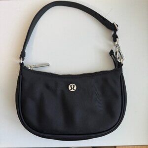 lululemon Black Mini Shoulder Bag Nylon Silver Hardware
